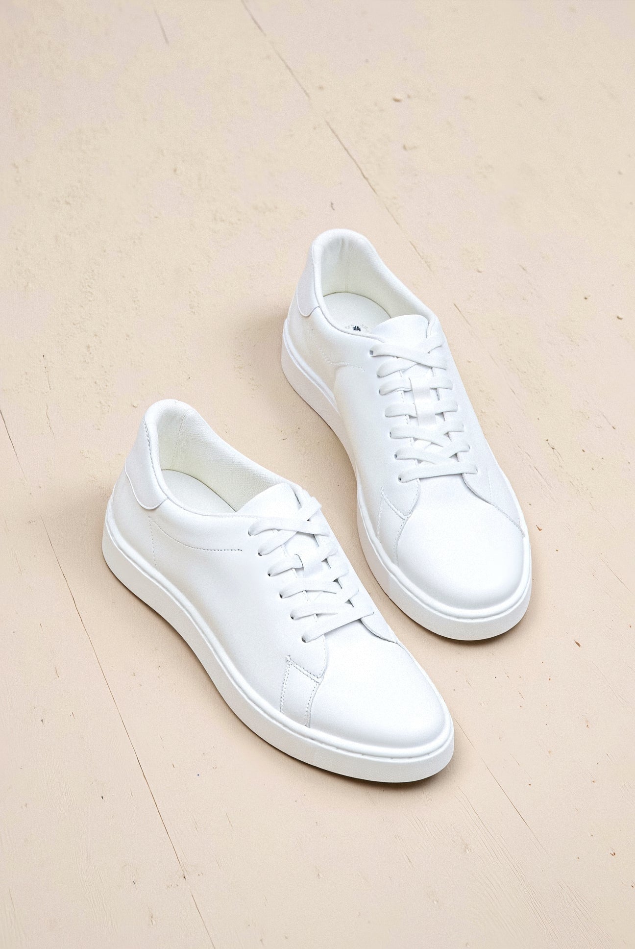 Herr Premium Klassisk Sneaker i Vit Läder