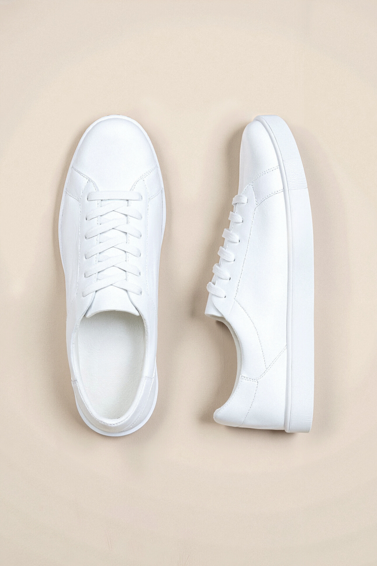 Herr Premium Klassisk Sneaker i Vit Läder