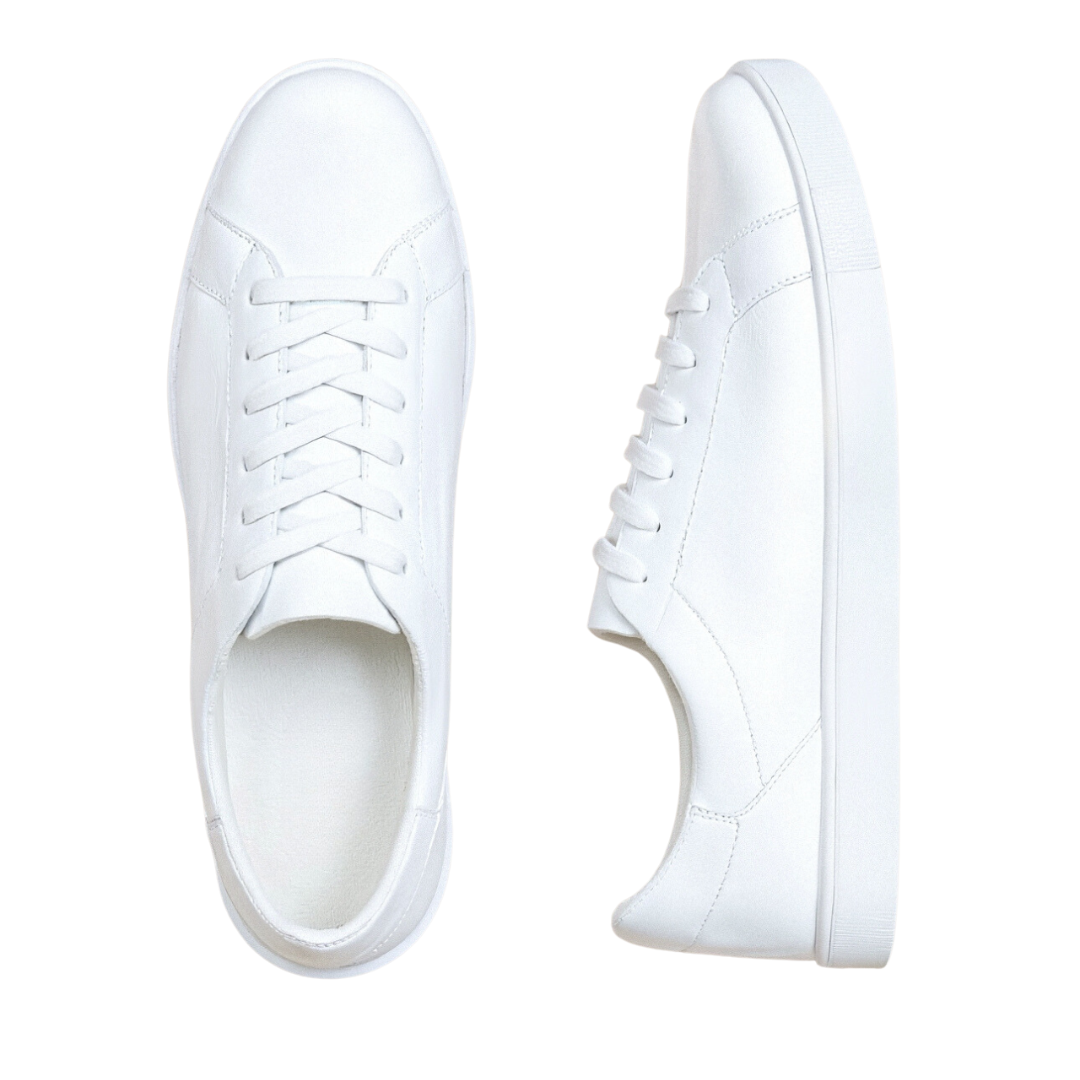 Herr Premium Klassisk Sneaker i Vit Läder