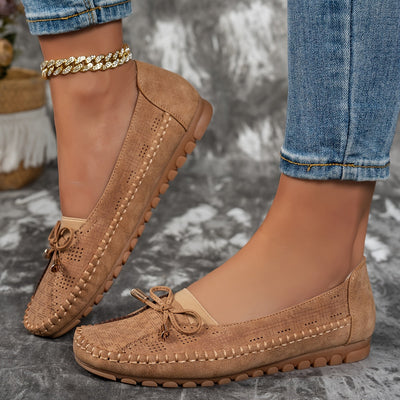 Sabine - Bekväma loafers i mjukt material med rosett