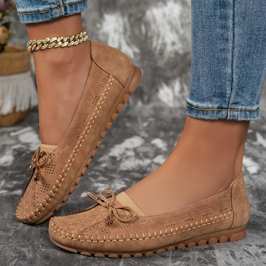 Sabine - Bekväma loafers i mjukt material med rosett