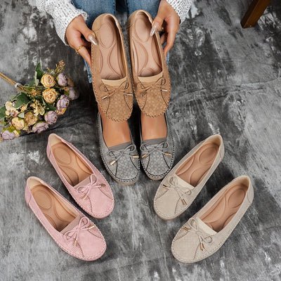 Sabine - Bekväma loafers i mjukt material med rosett