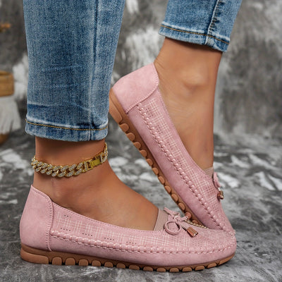 Sabine - Bekväma loafers i mjukt material med rosett