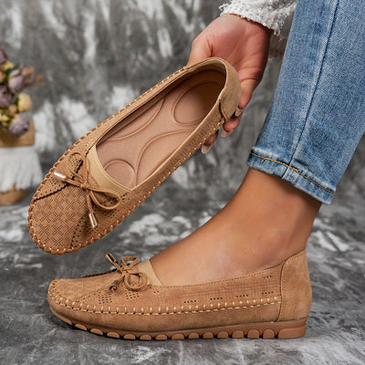 Sabine - Bekväma loafers i mjukt material med rosett