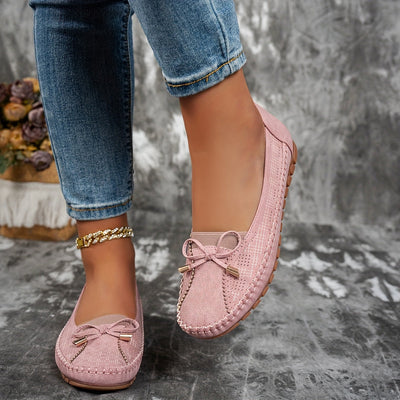 Sabine - Bekväma loafers i mjukt material med rosett