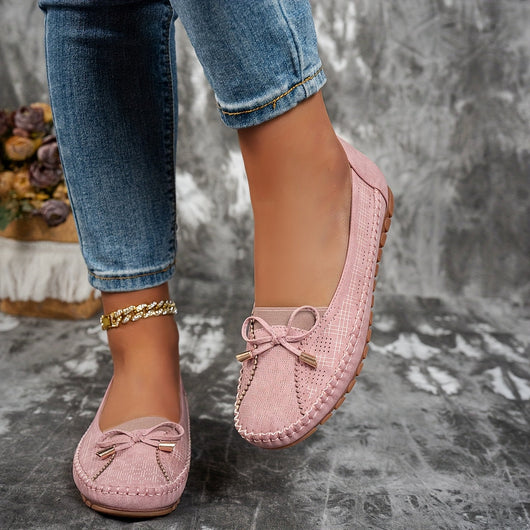 Sabine - Bekväma loafers i mjukt material med rosett