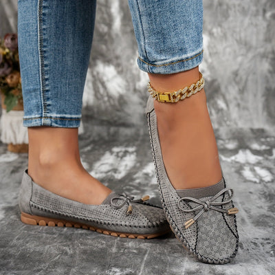 Sabine - Bekväma loafers i mjukt material med rosett