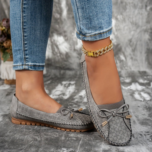 Sabine - Bekväma loafers i mjukt material med rosett