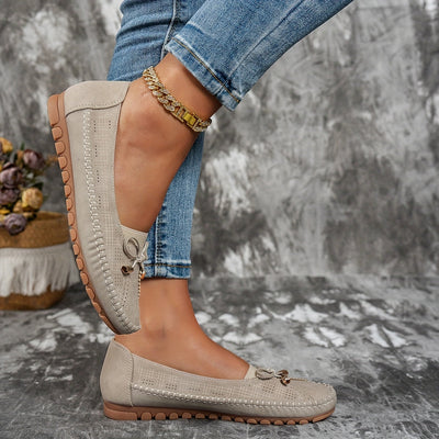 Sabine - Bekväma loafers i mjukt material med rosett