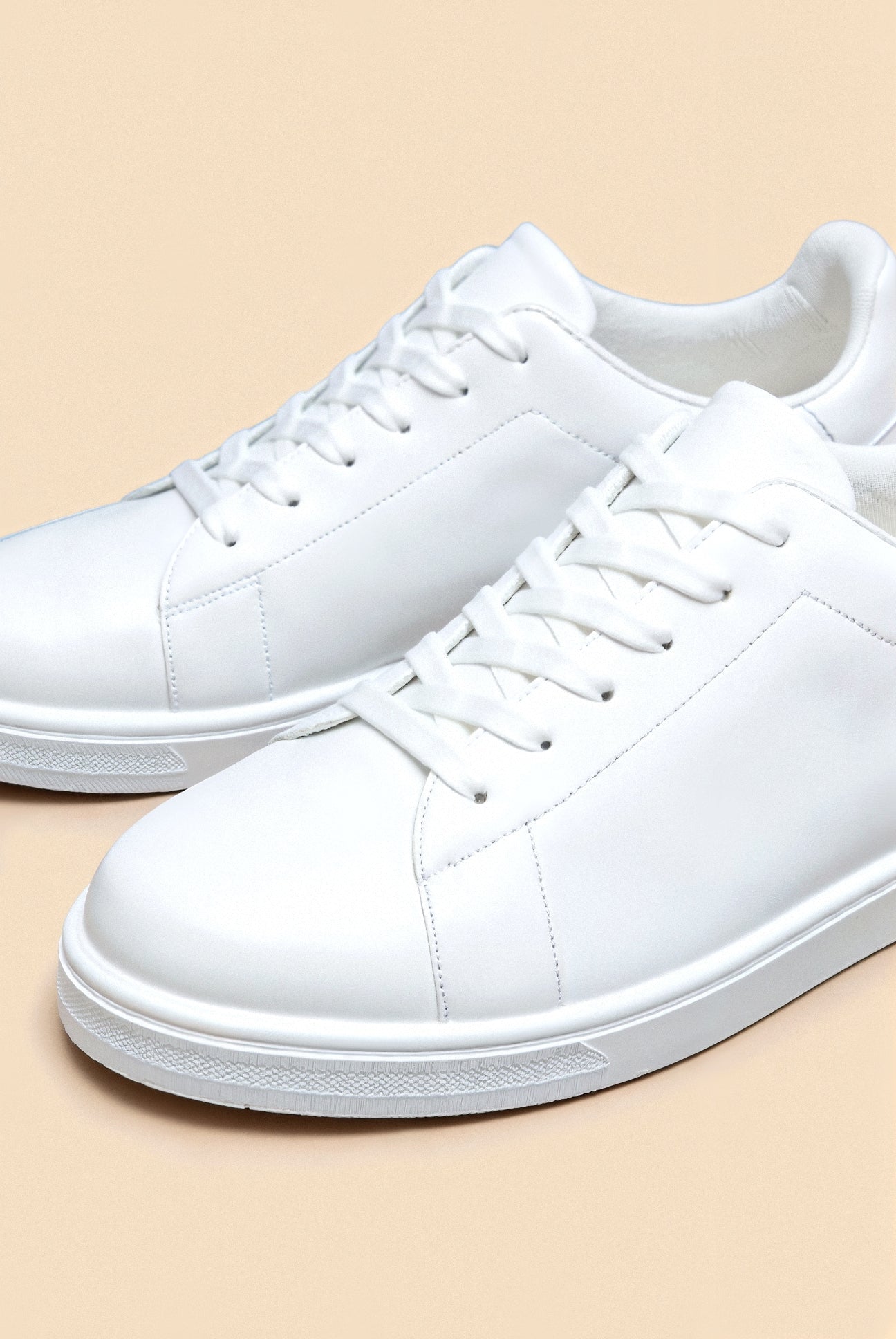 Herr Premium Klassisk Sneaker i Vit Läder