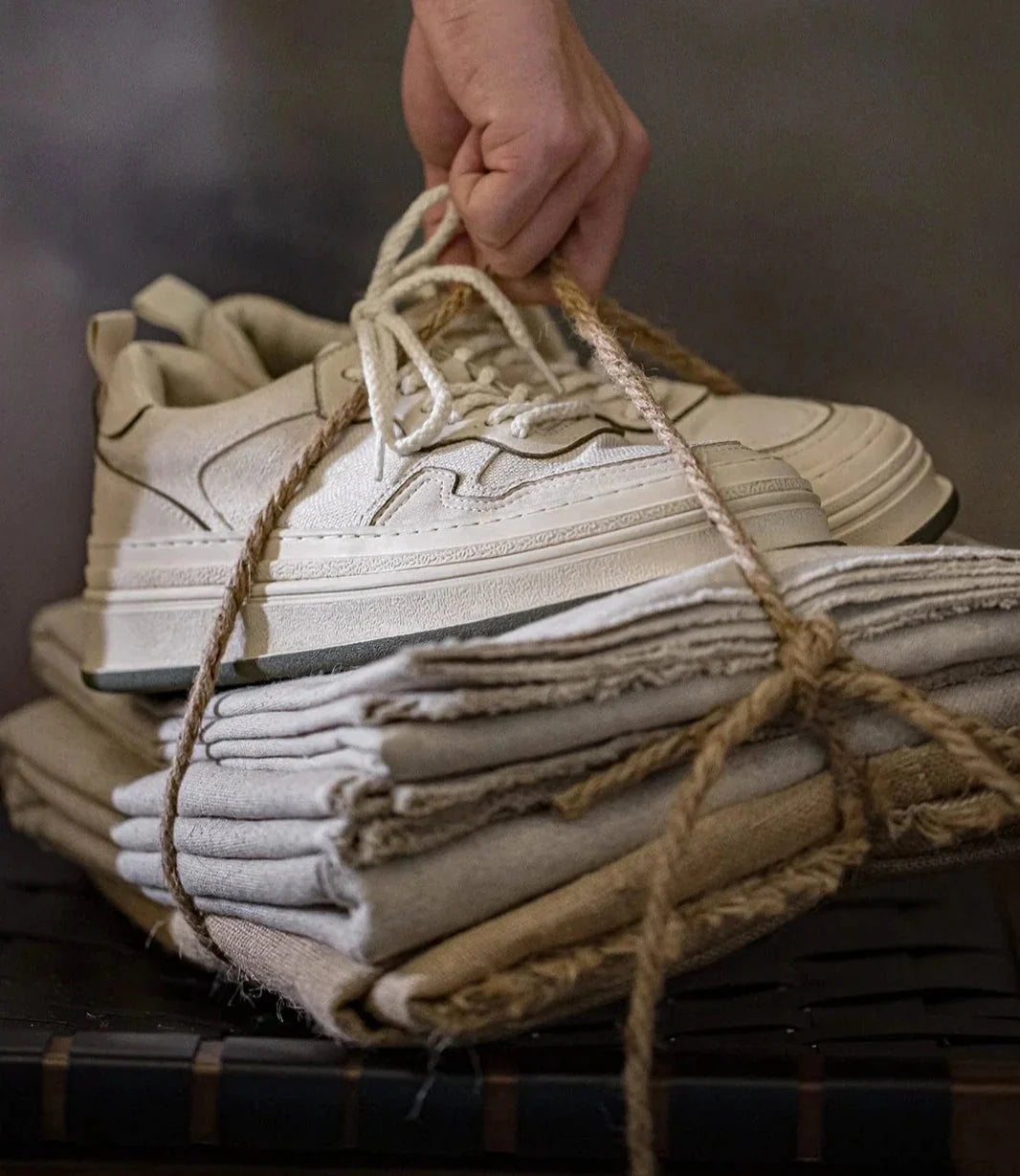 Herr Premium Skate Sneaker i Linne och Mocka