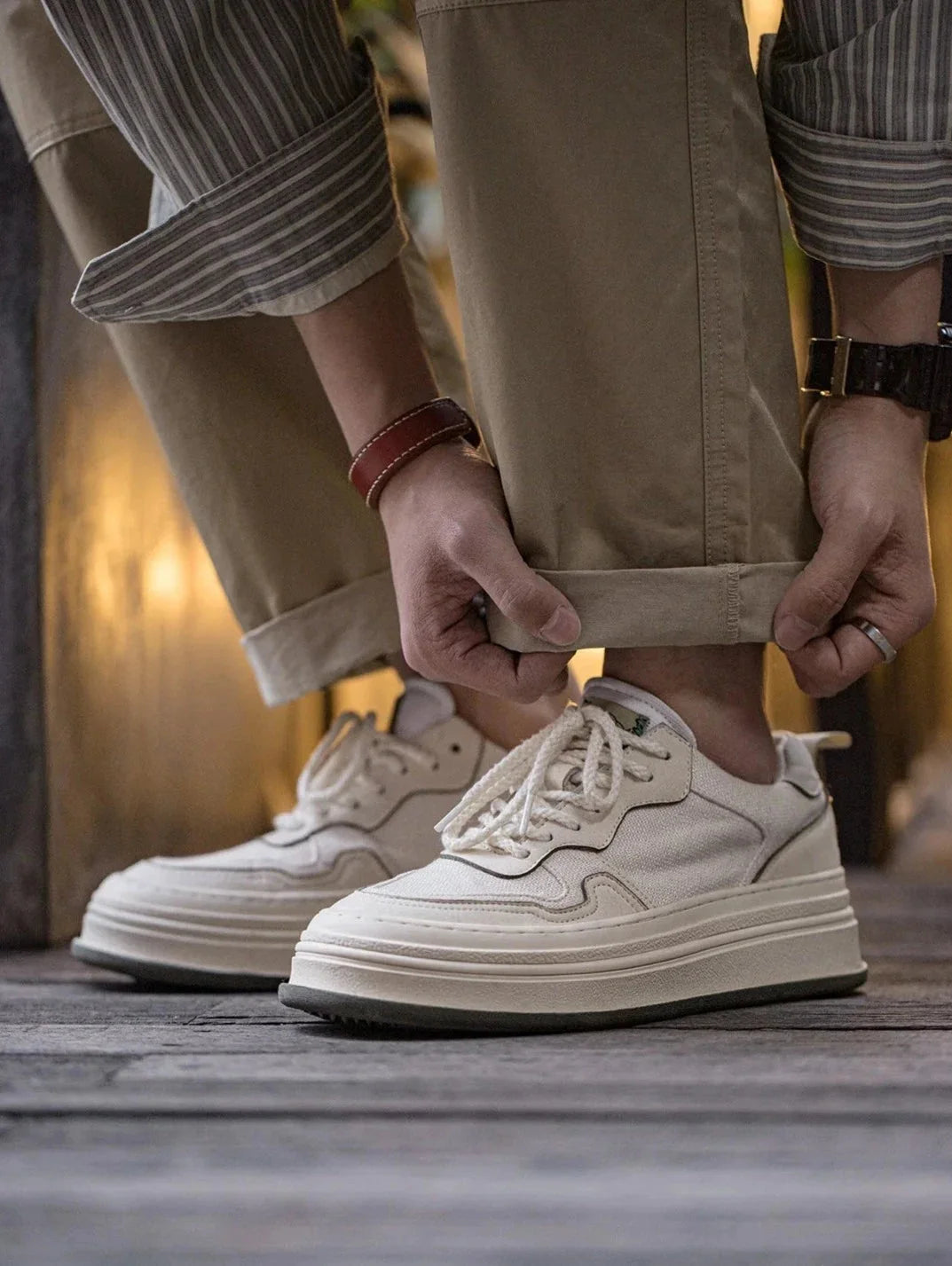 Herr Premium Skate Sneaker i Linne och Mocka