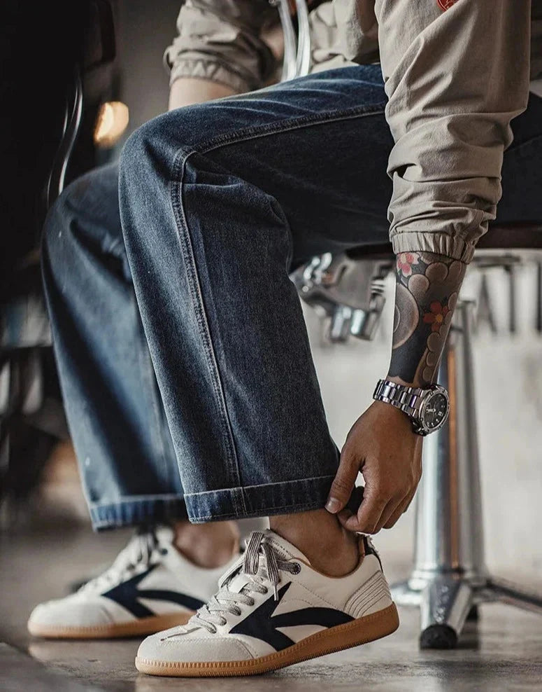 Herr Premium Court Sneaker Vit/Marinblå