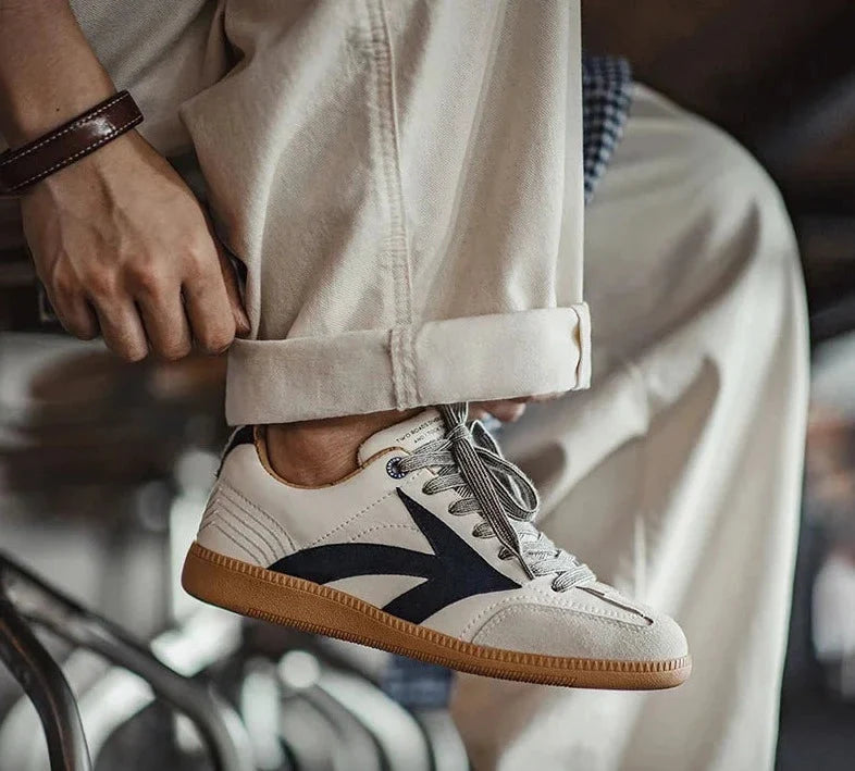 Herr Premium Court Sneaker Vit/Marinblå
