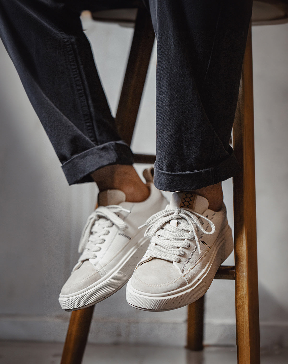 Herr Premium Retro Sneaker Vit - Tjock Sula