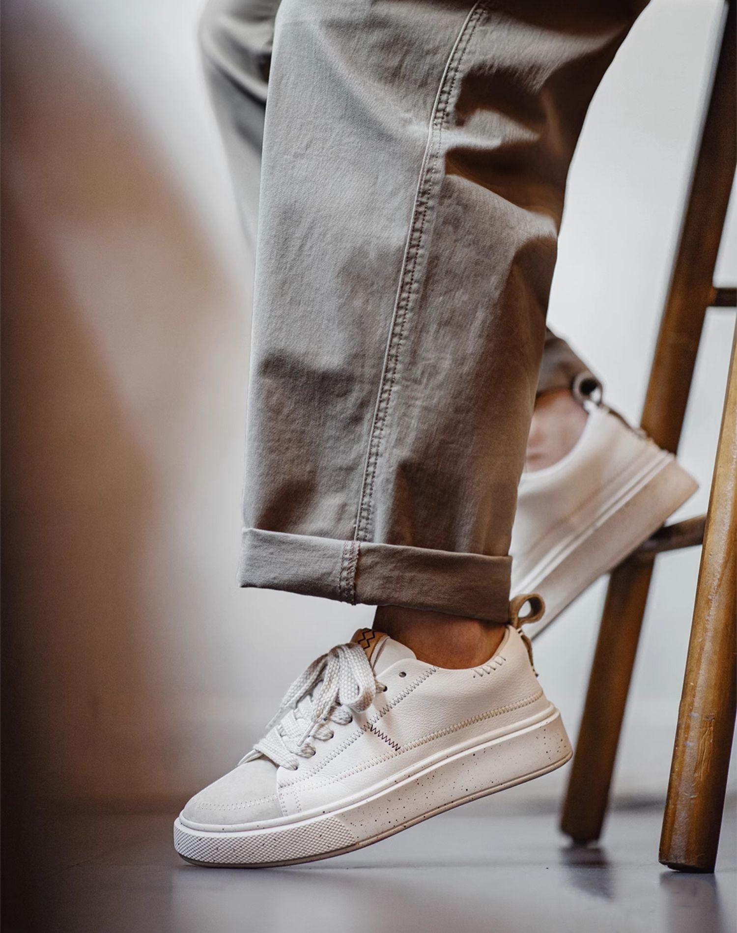 Herr Premium Retro Sneaker Vit - Tjock Sula