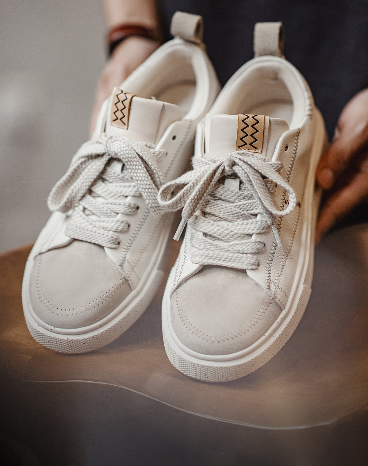 Herr Premium Retro Sneaker Vit - Tjock Sula