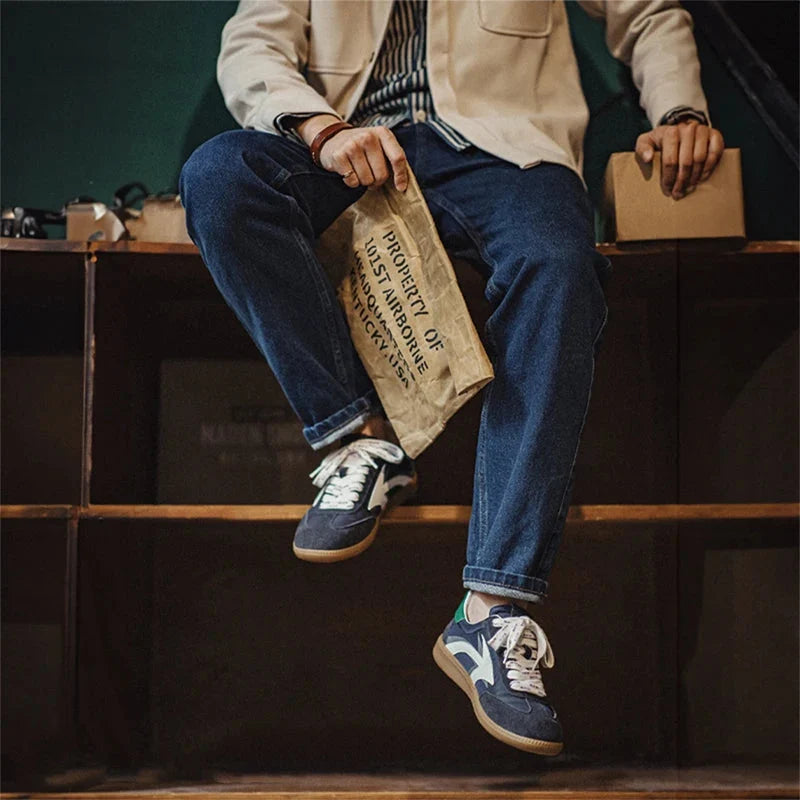 Herr Premium Retro Sneaker Blåa