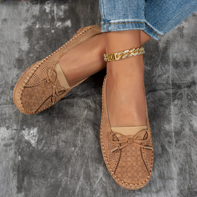 Sabine - Bekväma loafers i mjukt material med rosett