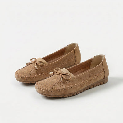 Sabine - Bekväma loafers i mjukt material med rosett